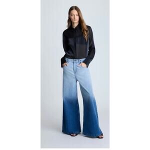 Kenneth Cole Black and Blue Ombre Wide-Leg Jeans